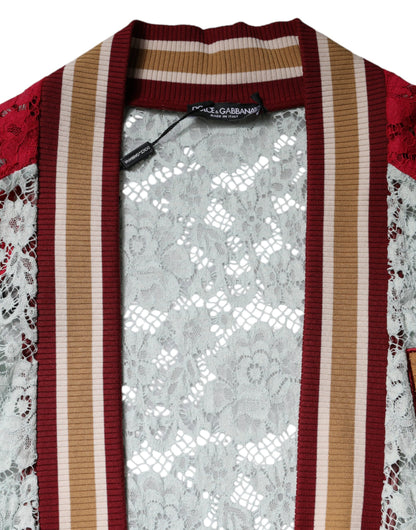 Dolce &amp; Gabbana Mehrfarbiger Cardigan-Pullover mit Blumenspitze