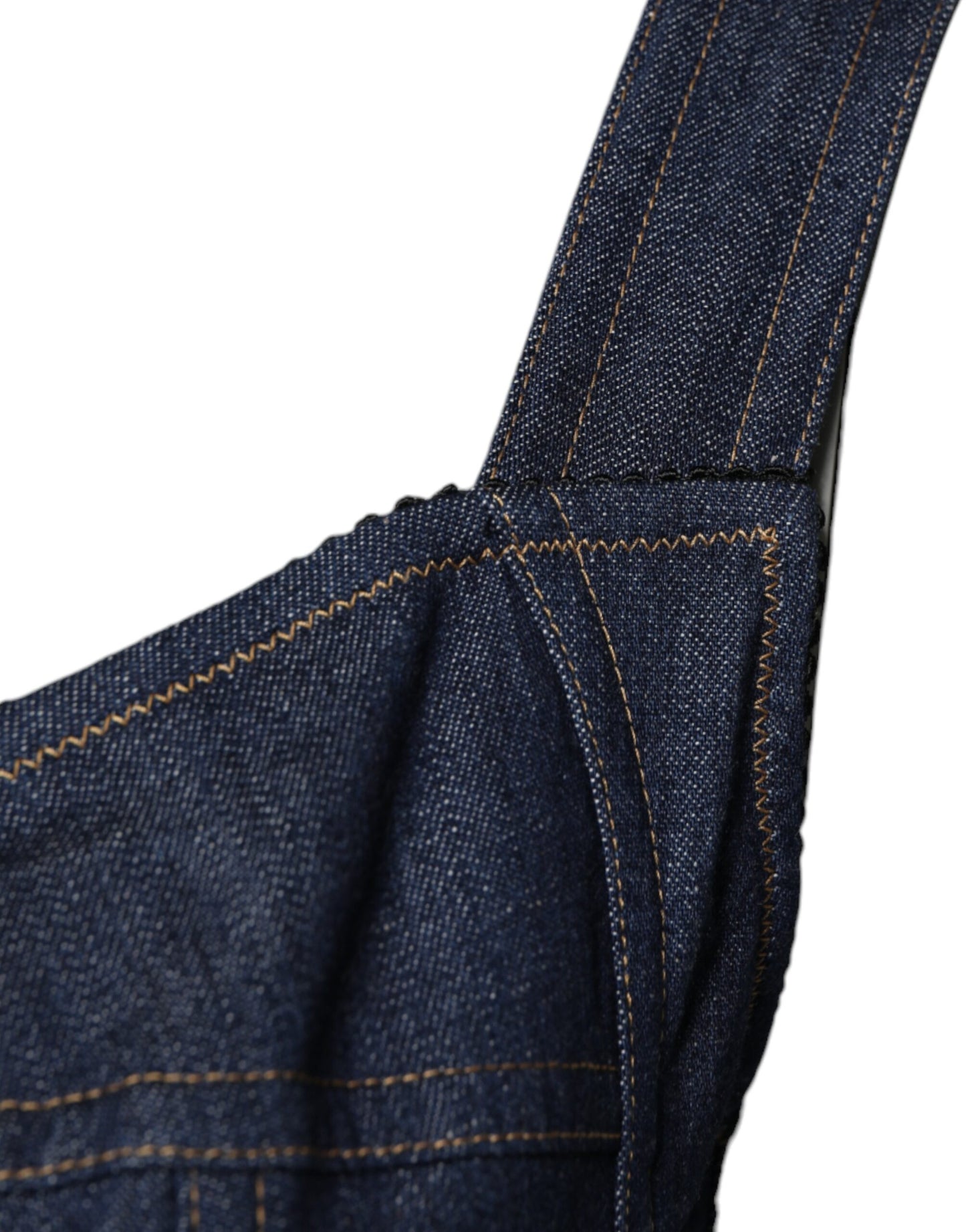 Dolce &amp; Gabbana – Ärmelloser, figurbetonter Denim-Body aus Baumwollstretch in Blau