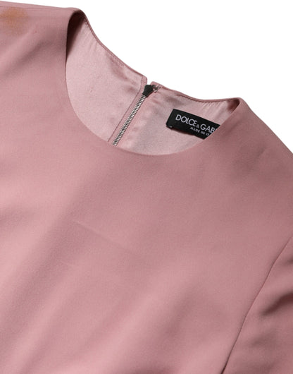 Dolce &amp; Gabbana – Rosa A-Linien-Kleid aus Viskose mit ausgestellten 3/4-Ärmeln