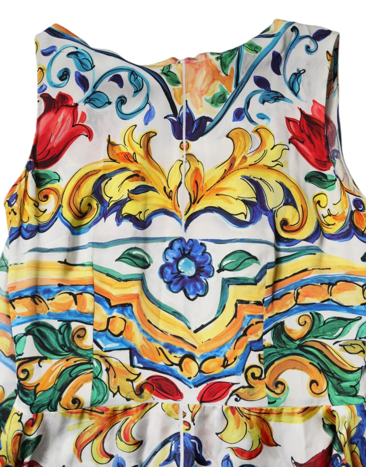 Dolce &amp; Gabbana – Mehrfarbiges Majolika-Kaftan-Maxikleid mit kurzen Ärmeln
