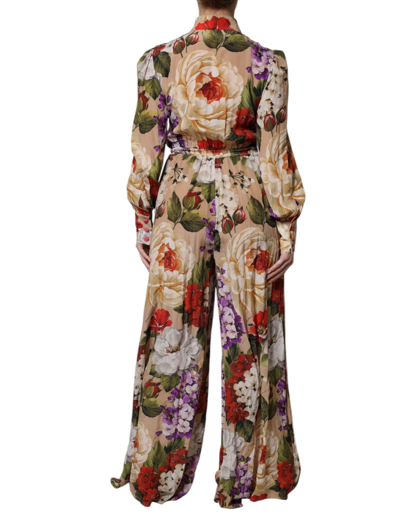 Dolce &amp; Gabbana – Mehrfarbiges Jumpsuit-Kleid mit weitem Bein und Blumenmuster