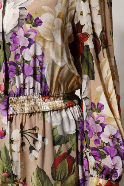 Dolce &amp; Gabbana – Mehrfarbiges Jumpsuit-Kleid mit weitem Bein und Blumenmuster