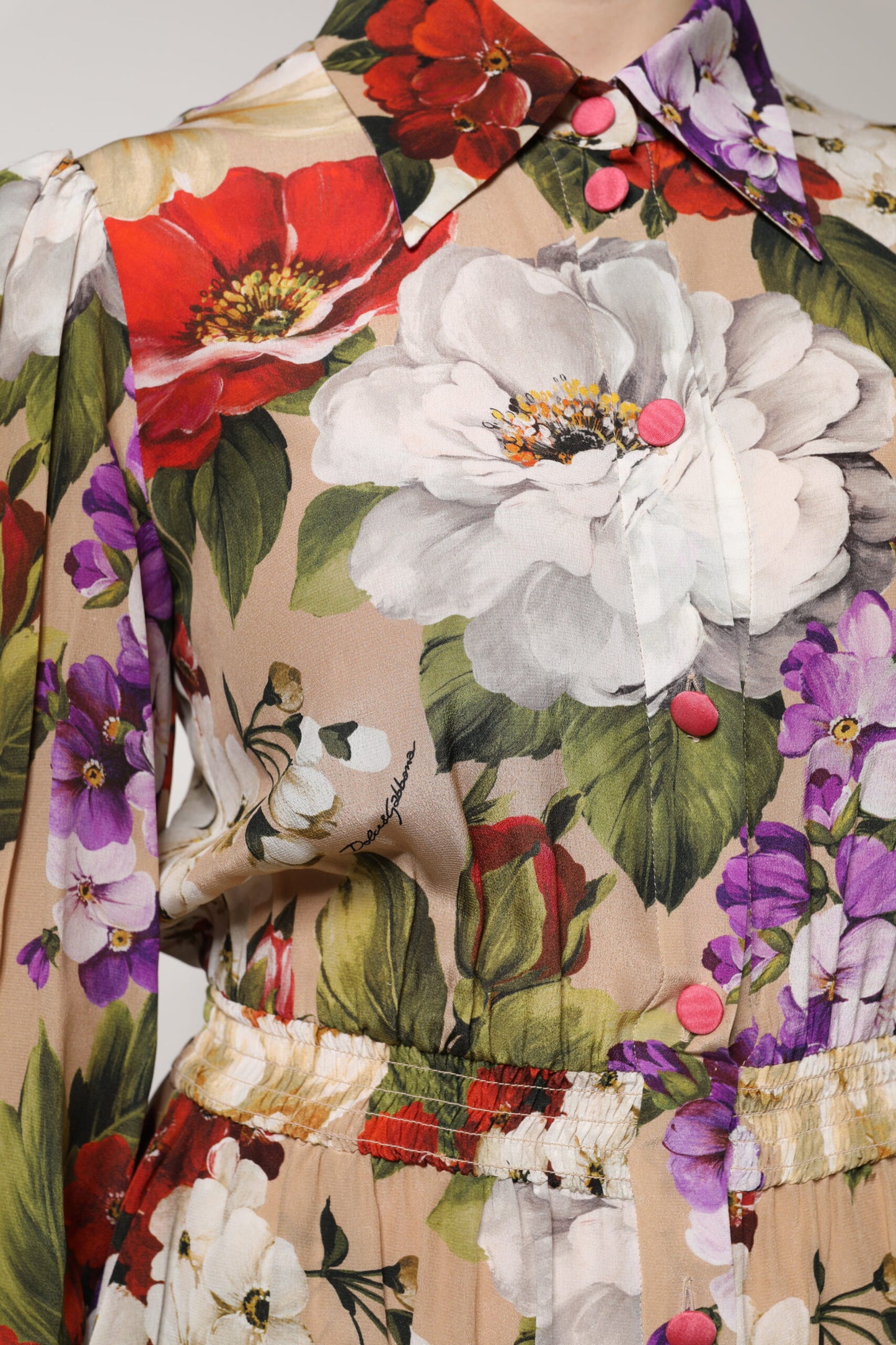 Dolce &amp; Gabbana – Mehrfarbiges Jumpsuit-Kleid mit weitem Bein und Blumenmuster