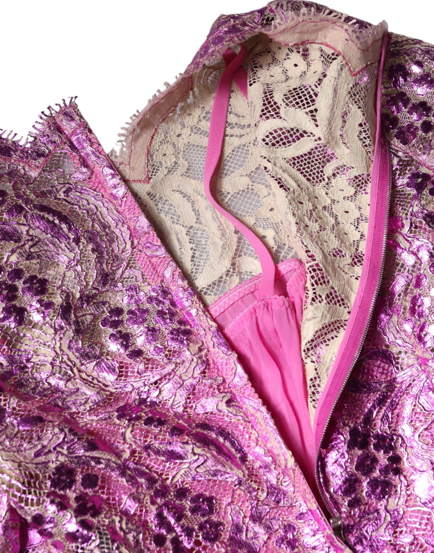 Dolce &amp; Gabbana – Mini-Etuikleid mit Blumenmuster in Metallic-Fuchsia