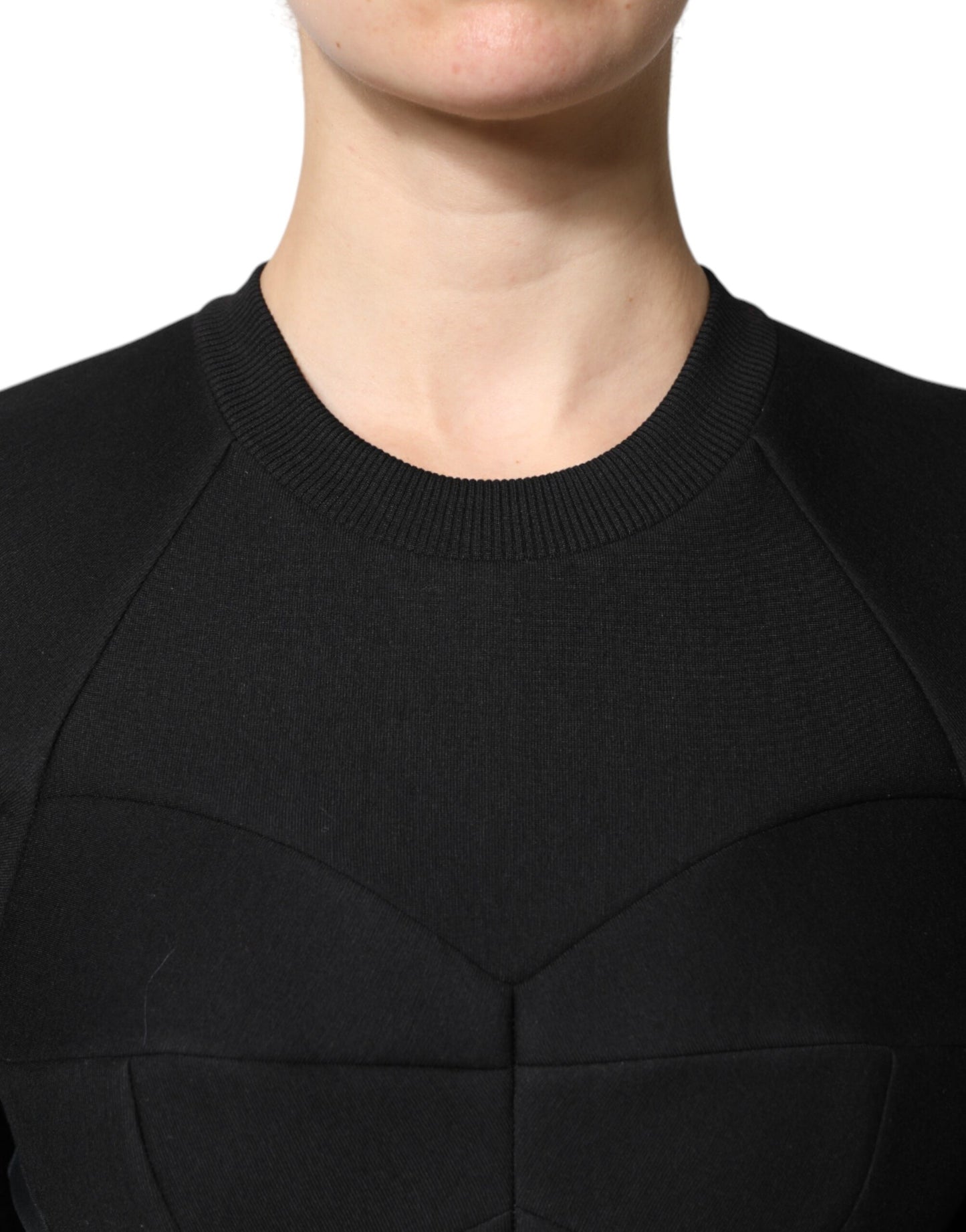 Dolce &amp; Gabbana – Schwarzes, langärmliges Minikleid in A-Linie aus Baumwolle