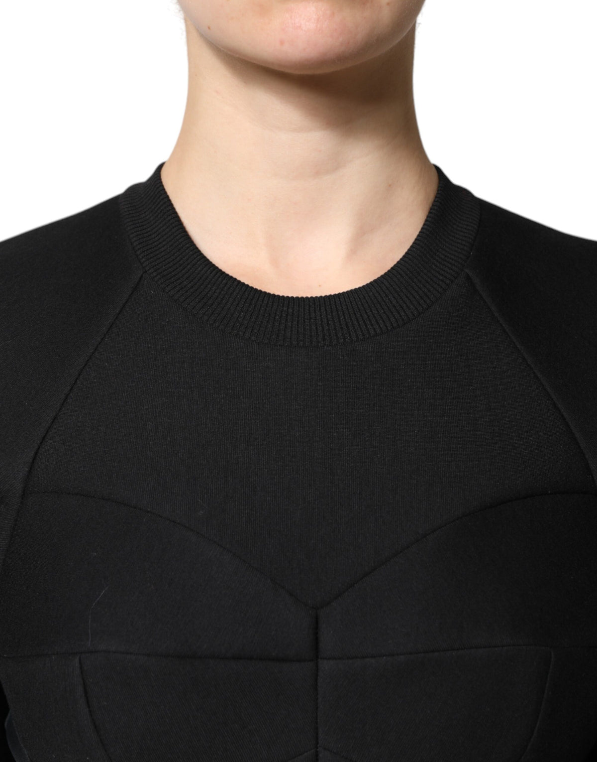 Dolce &amp; Gabbana – Schwarzes, langärmliges Minikleid in A-Linie aus Baumwolle