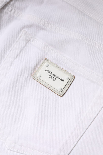 Dolce &amp; Gabbana – Weiße Skinny-Jeans aus Baumwolle mit mittlerer Taille