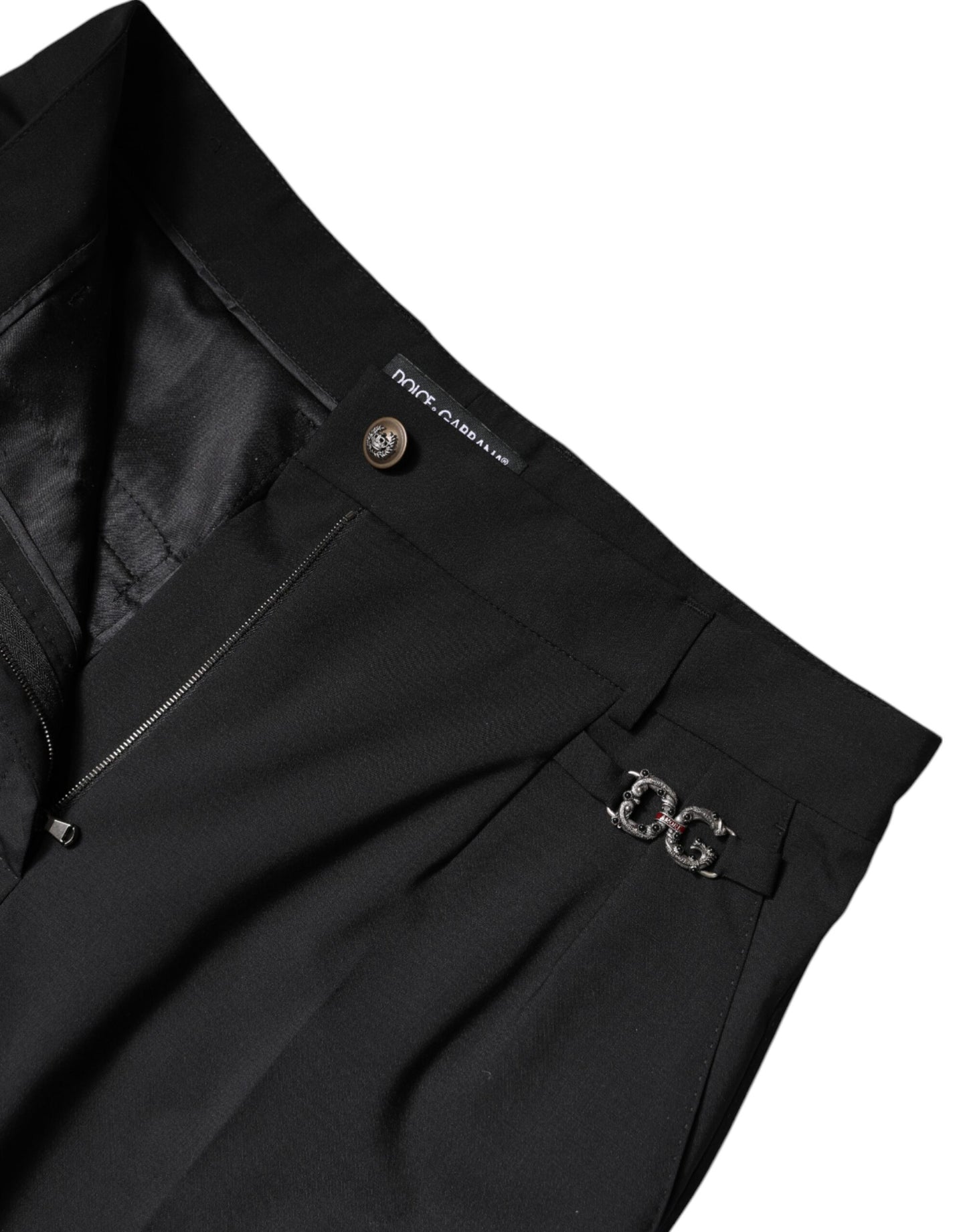 Dolce &amp; Gabbana Schwarze Anzughose aus Polyester mit hoher Taille