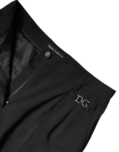 Dolce &amp; Gabbana Schwarze Anzughose aus Polyester mit hoher Taille