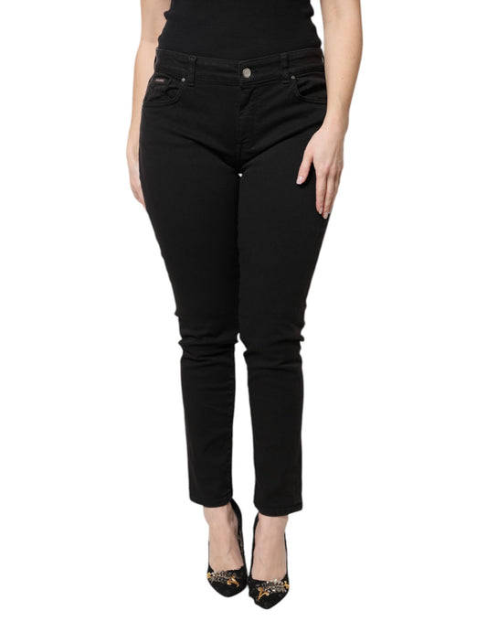 Dolce &amp; Gabbana – Schwarze Skinny-Jeans aus Baumwolle mit hoher Taille