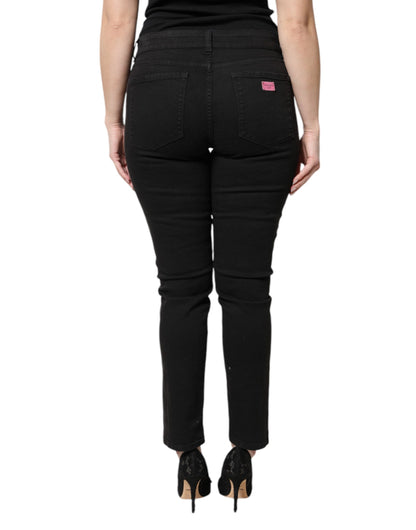 Dolce &amp; Gabbana – Schwarze Skinny-Jeans aus Baumwolle mit hoher Taille