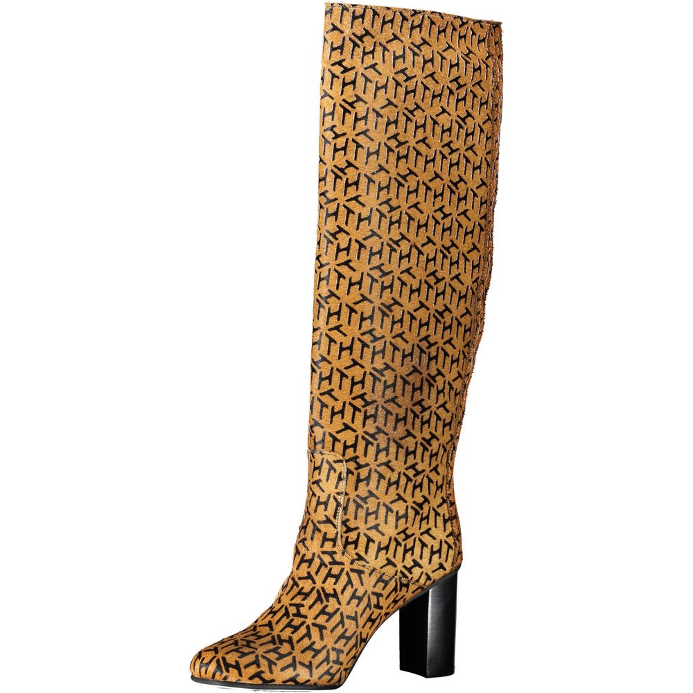 Tommy Hilfiger – Beigefarbene Lederstiefel für Damen