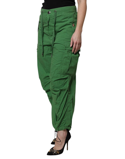 Dolce &amp; Gabbana Grüne Cargohose aus Baumwolle mit hoher Taille