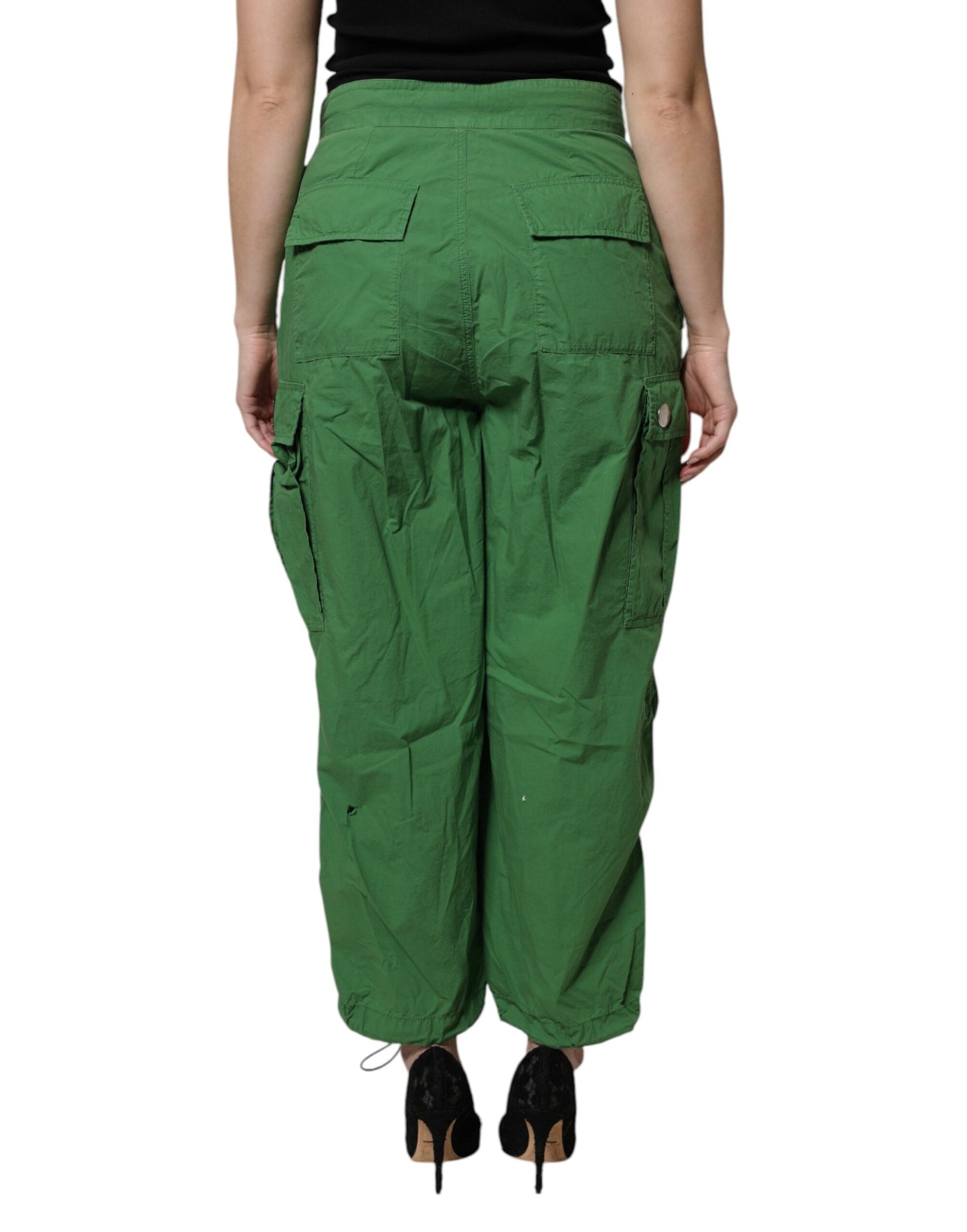 Dolce &amp; Gabbana Grüne Cargohose aus Baumwolle mit hoher Taille