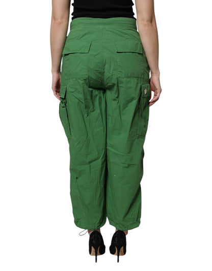 Dolce &amp; Gabbana Grüne Cargohose aus Baumwolle mit hoher Taille