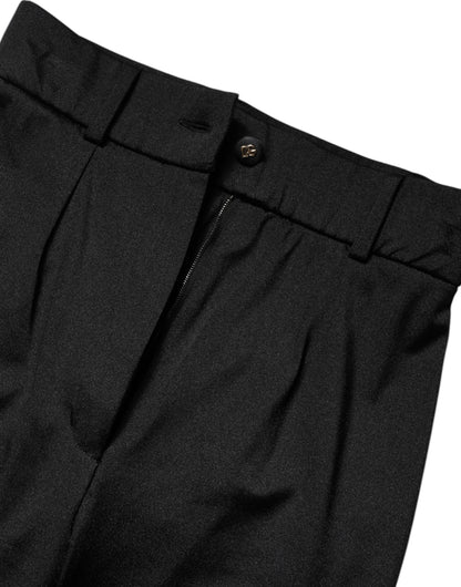 Dolce &amp; Gabbana – Schwarze, schmal geschnittene Hose aus Nylon mit hoher Taille