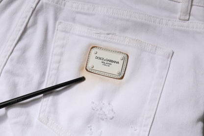 Dolce &amp; Gabbana – Weiße Skinny-Jeans aus Baumwolle mit hoher Taille