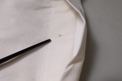 Dolce &amp; Gabbana – Weiße Wollhose mit mittlerer Taille und weitem Bein