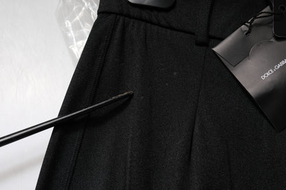 Dolce &amp; Gabbana – Schwarze, schmal geschnittene Hose aus Nylon mit hoher Taille