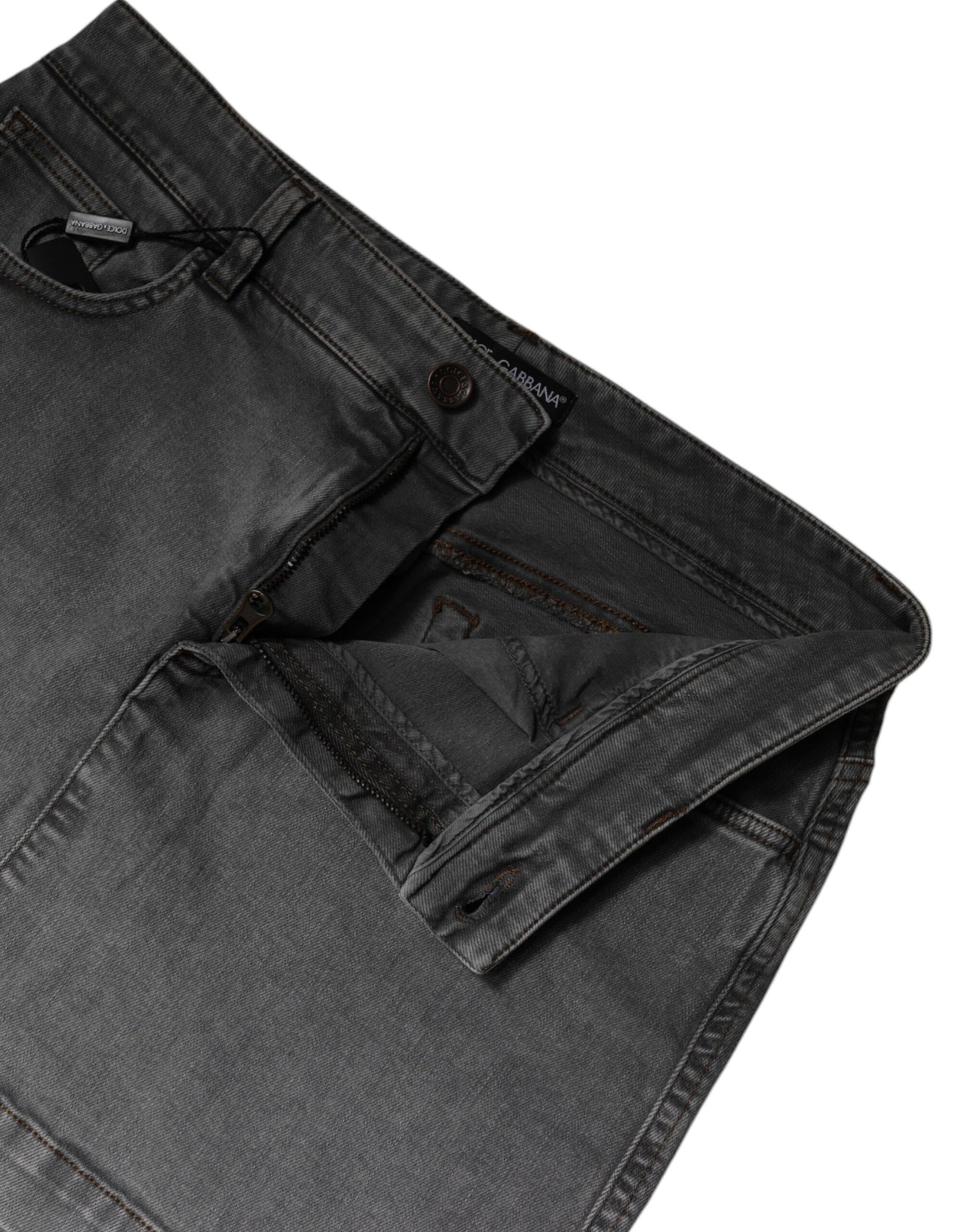 Dolce &amp; Gabbana, grauer Minirock aus Stretch-Baumwolle mit mittlerer Taille