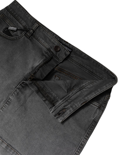 Dolce &amp; Gabbana, grauer Minirock aus Stretch-Baumwolle mit mittlerer Taille