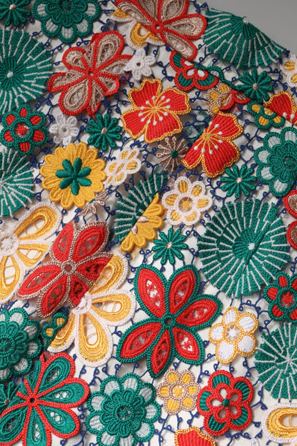 Dolce &amp; Gabbana, mehrfarbiger Minirock mit Blumenspitze und hoher Taille