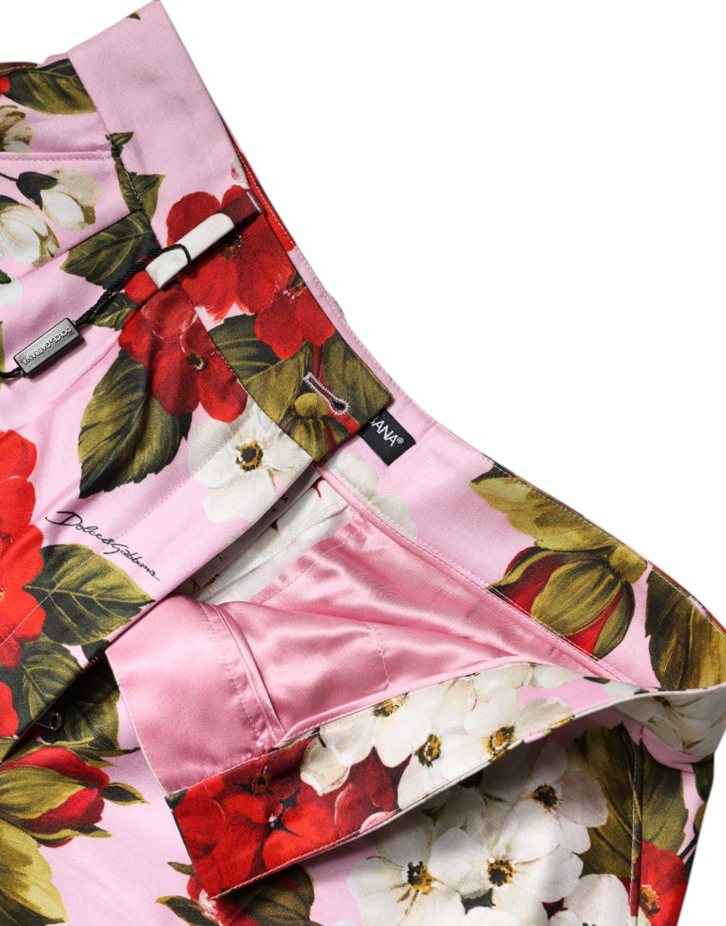 Dolce &amp; Gabbana – Hotpants mit hoher Taille und Blumenmuster in Rosa