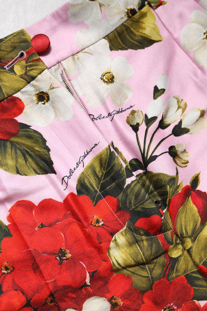 Dolce &amp; Gabbana – Hotpants mit hoher Taille und Blumenmuster in Rosa