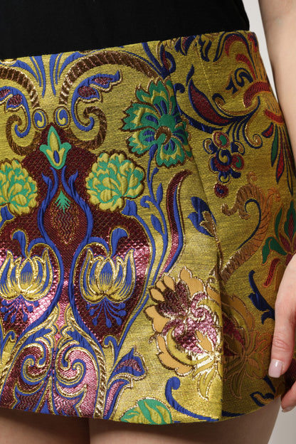 Dolce &amp; Gabbana – Mehrfarbiger Minirock aus Jacquard mit Blumenmuster und mittlerer Taille