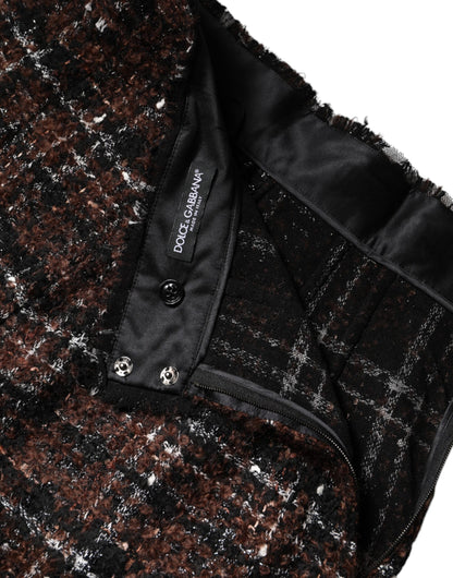 Dolce &amp; Gabbana – Mehrfarbiger Bleistiftrock aus Tweed mit Schottenmuster und hoher Taille