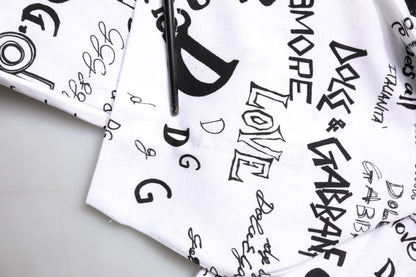 Dolce &amp; Gabbana – Weißes Baumwoll-T-Shirt mit Rundhalsausschnitt und Graffiti-Print