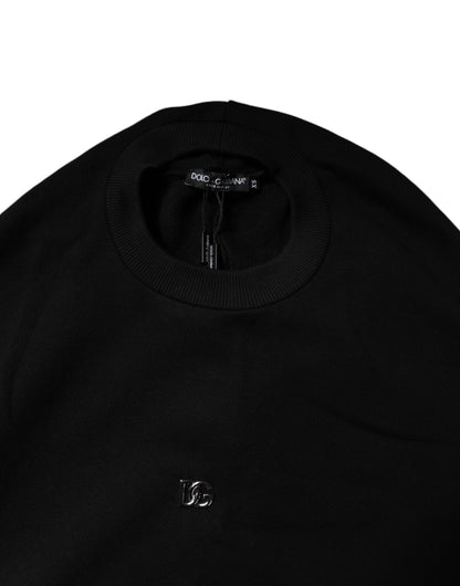 Dolce &amp; Gabbana – Schwarzes Sweatshirt aus Baumwolle mit Rundhalsausschnitt
