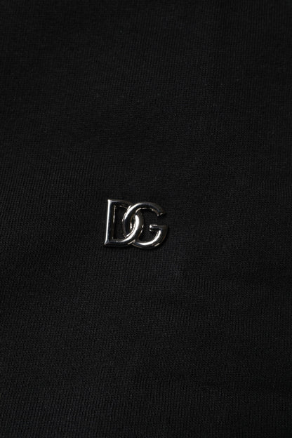 Dolce &amp; Gabbana – Schwarzes Sweatshirt aus Baumwolle mit Rundhalsausschnitt
