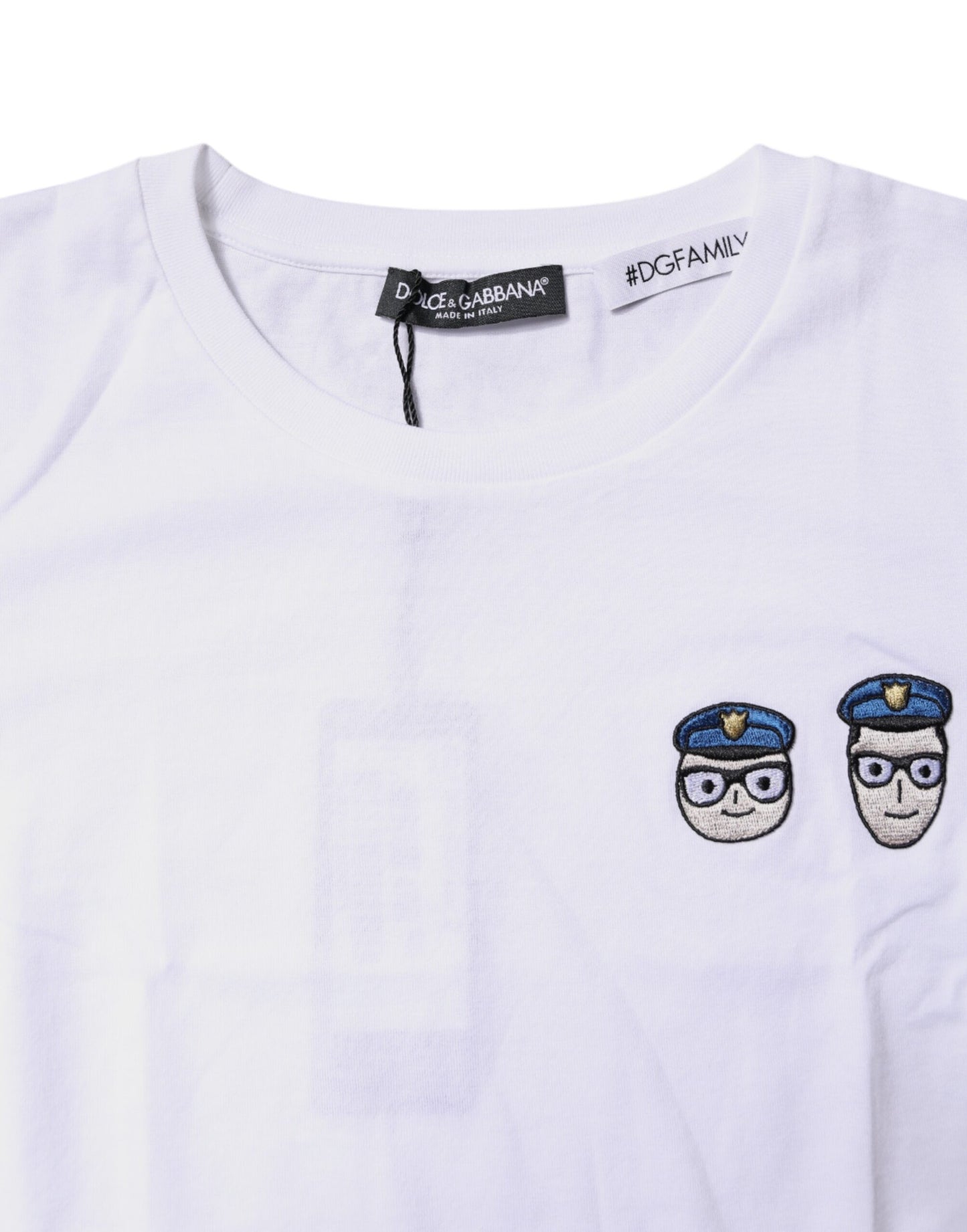 Dolce &amp; Gabbana Weißes #DGFamily Baumwoll-T-Shirt mit Rundhalsausschnitt