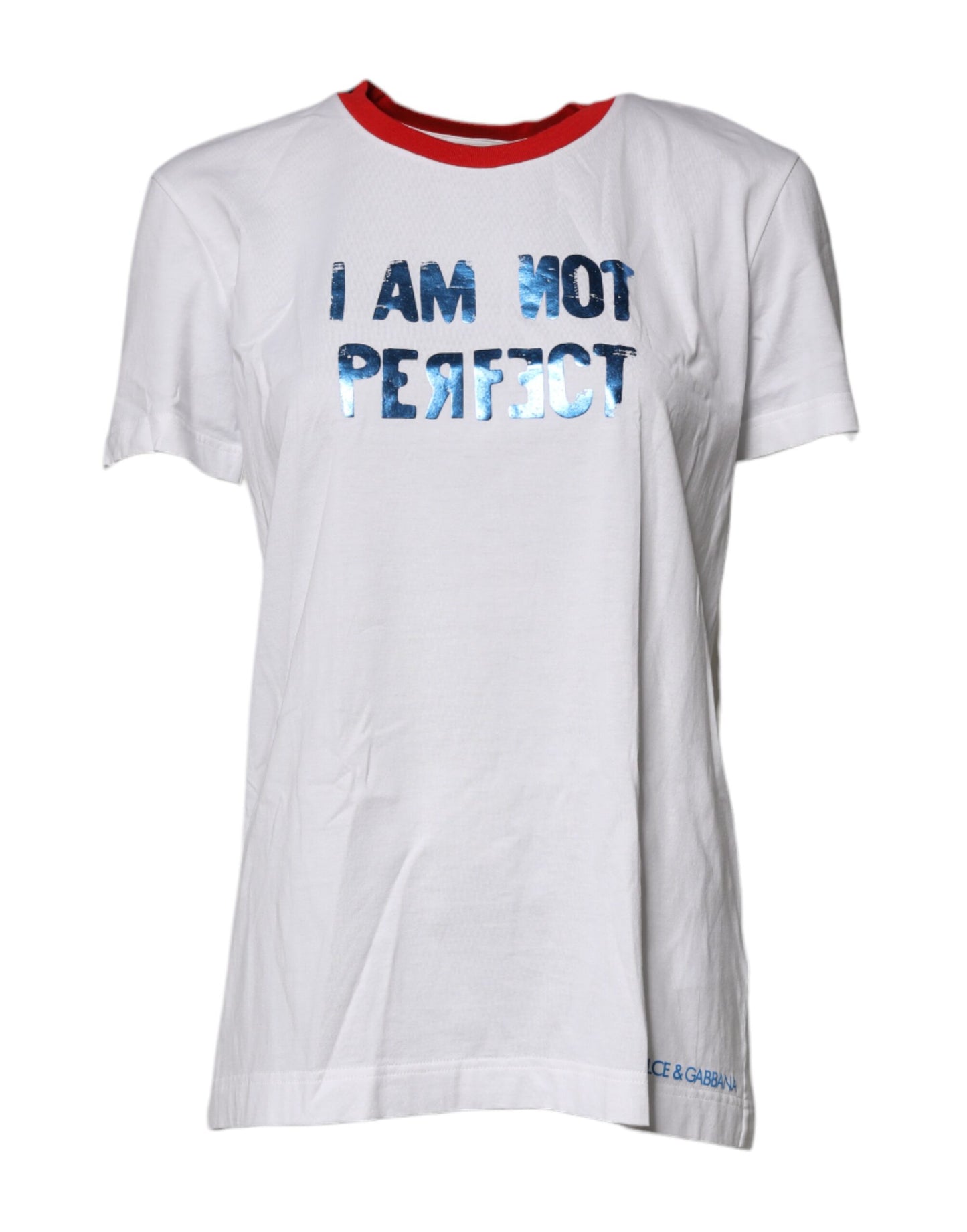 Dolce &amp; Gabbana – Weißes Baumwoll-T-Shirt mit Rundhalsausschnitt und grafischem Print
