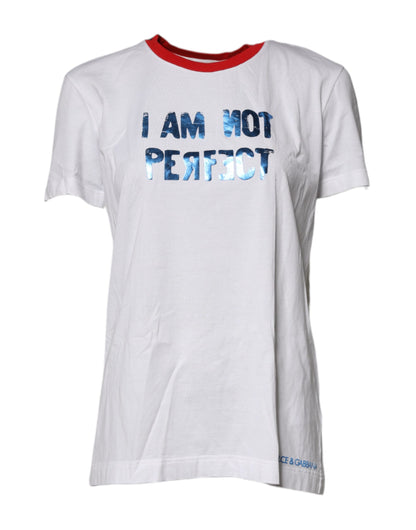 Dolce &amp; Gabbana – Weißes Baumwoll-T-Shirt mit Rundhalsausschnitt und grafischem Print