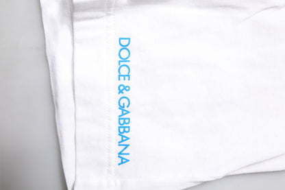 Dolce &amp; Gabbana – Weißes Baumwoll-T-Shirt mit Rundhalsausschnitt und grafischem Print