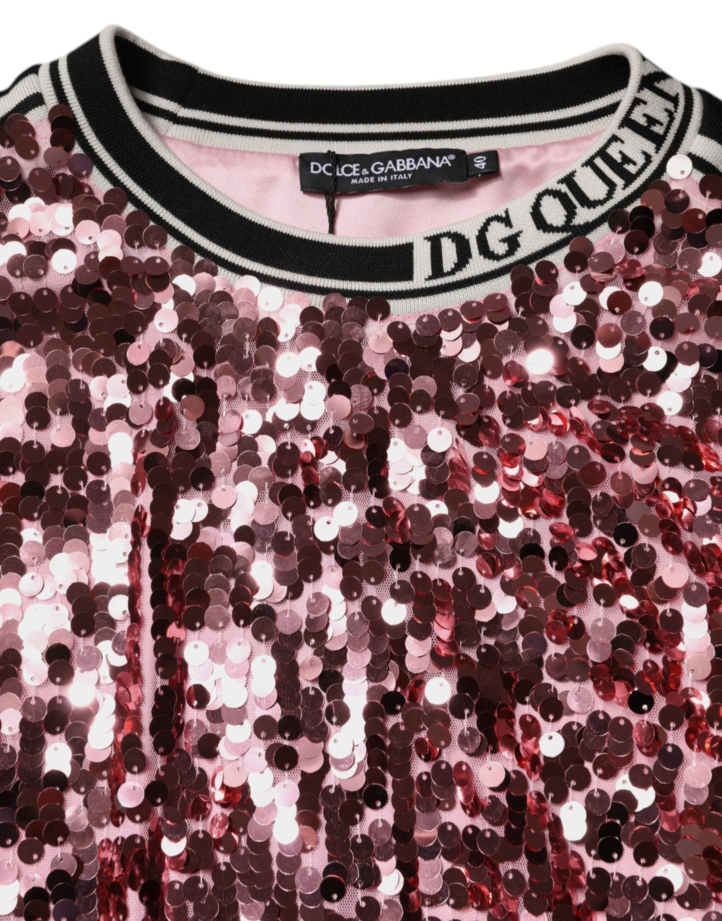 Dolce &amp; Gabbana – Pullover mit Pailletten „DG Queen“ in Pink