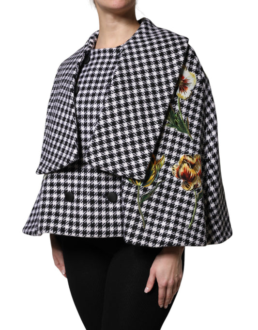 Dolce &amp; Gabbana – Cape-Jacke mit Blumenmuster in Schwarz und Weiß
