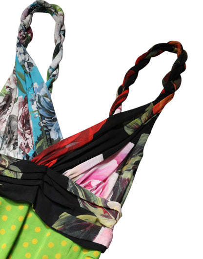 Dolce &amp; Gabbana – Mehrfarbiges, tailliertes Minikleid mit Blumen-Patchwork