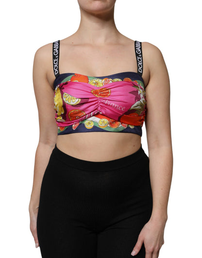 Dolce &amp; Gabbana – Ärmelloses Bustier-Crop-Top mit mehrfarbigem Blumenmuster