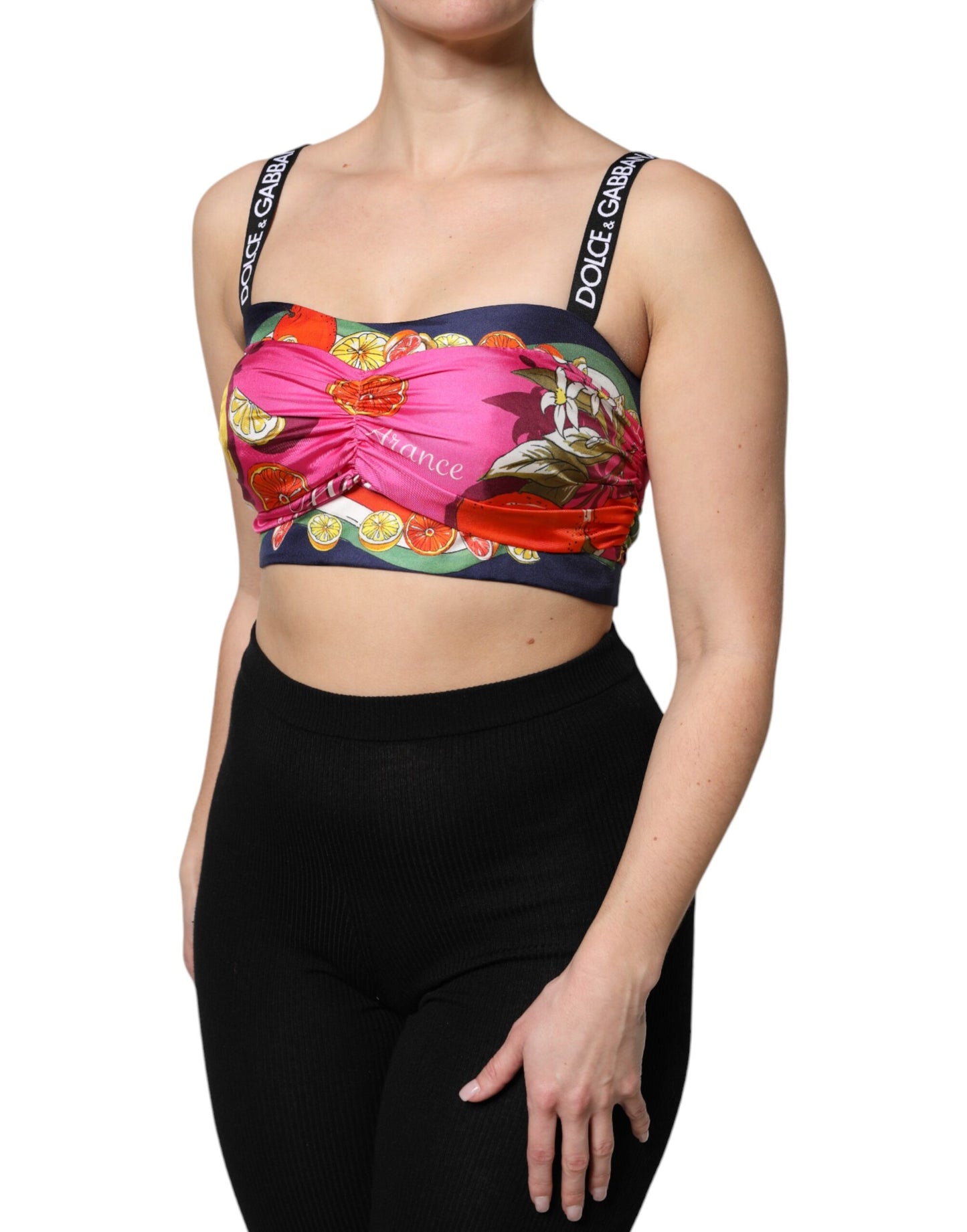 Dolce &amp; Gabbana – Ärmelloses Bustier-Crop-Top mit mehrfarbigem Blumenmuster
