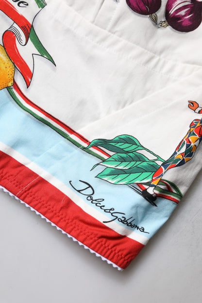 Dolce &amp; Gabbana – Kurzes Oberteil mit Sweetheart-Ausschnitt und Gemüseprint in Weiß