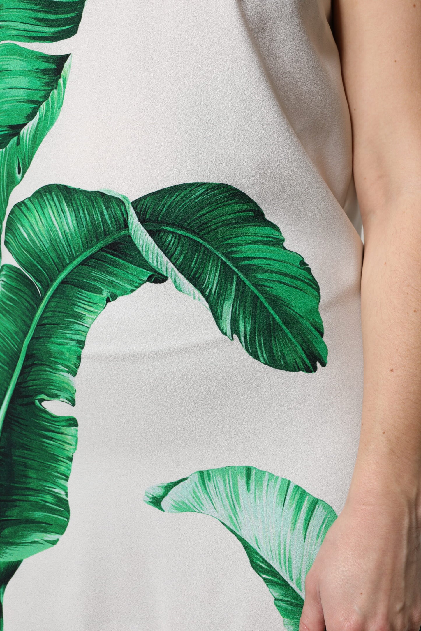 Dolce & Gabbana White Banana Leaf Print Round Neck Tank Top