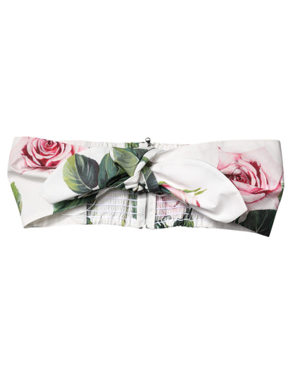 Dolce &amp; Gabbana – Kurzes Bustier-Korsett-Oberteil mit Blumenmuster in Weiß