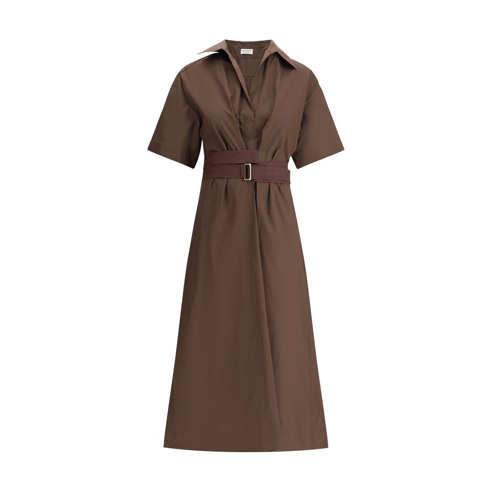 Brunello Cucinelli Braunes Baumwoll-Freizeitkleid