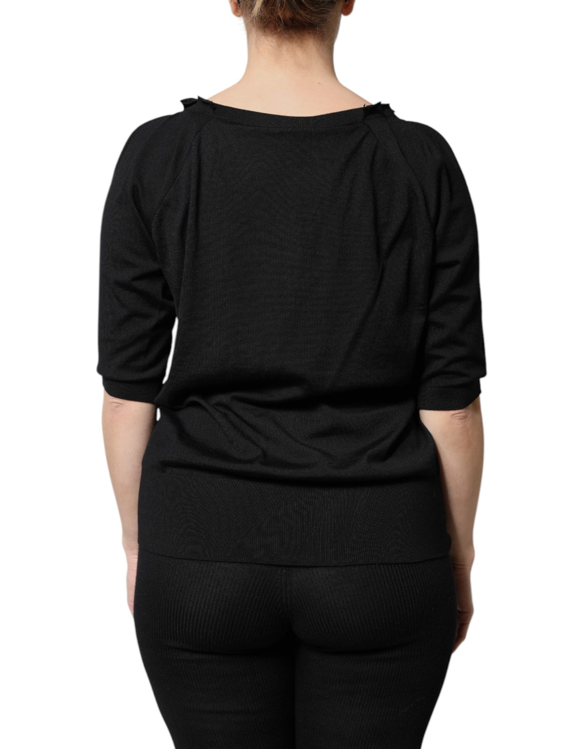 Dolce &amp; Gabbana – Schwarzes, kurzärmliges Blusenoberteil mit Knopfleiste