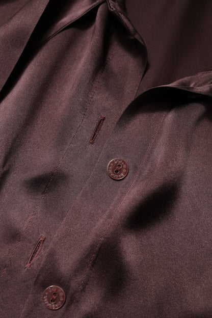 Dolce &amp; Gabbana, Braunes Blusentop mit langem Ascot-Kragen