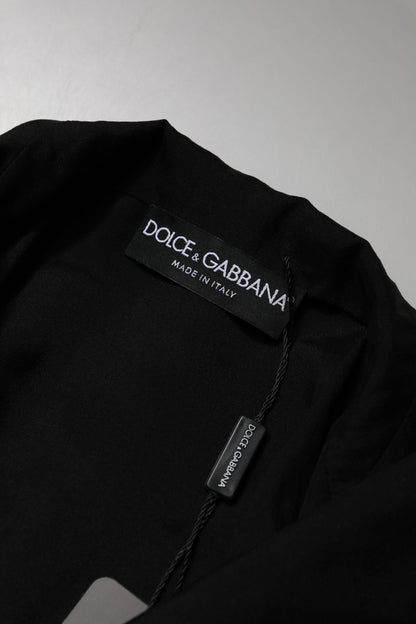 Dolce &amp; Gabbana – Transparentes Blusentop aus schwarzer Seide mit langen Ärmeln