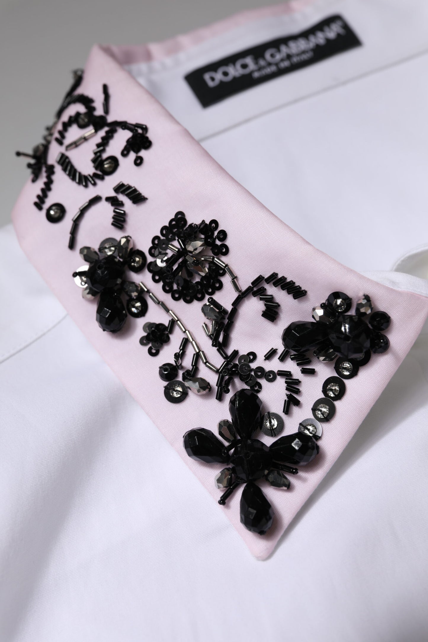 Dolce &amp; Gabbana – Weißes Hemdoberteil mit verziertem Kragen